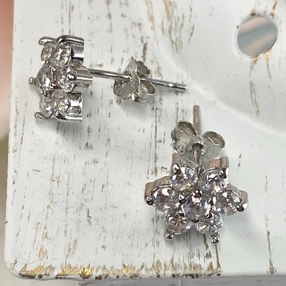 Sterling Silver Star Cubic Zirconia Stud Earrings - Picture 8 of 9